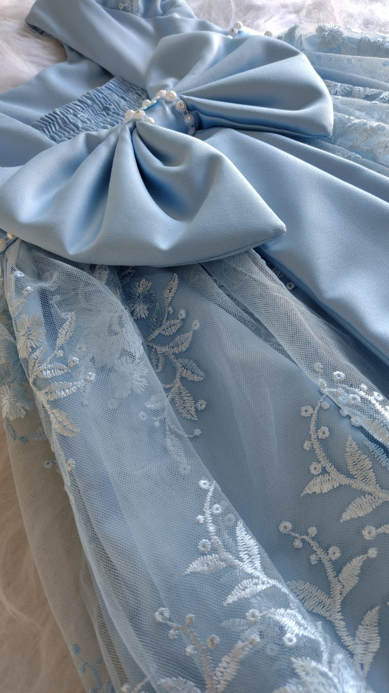 Vestido de Tule Bordado Estilo Princesa Para Festas