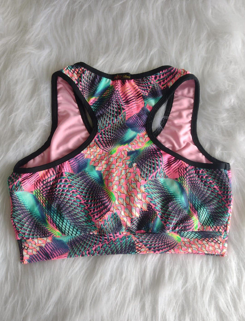 Tops Fitness com Ziper Estampas Variadas