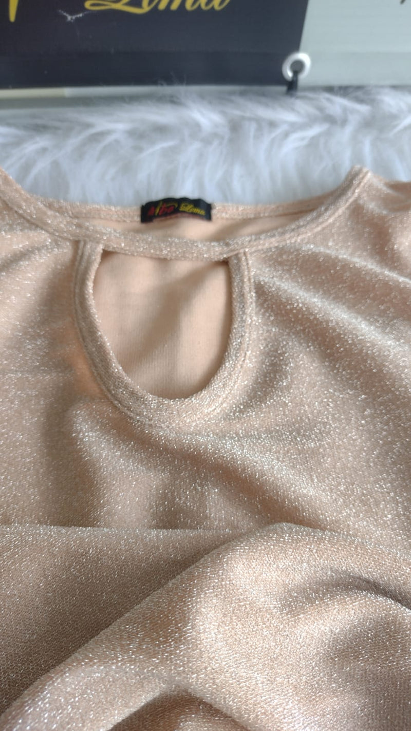 Blusa Ombro de Fora Brilhosa