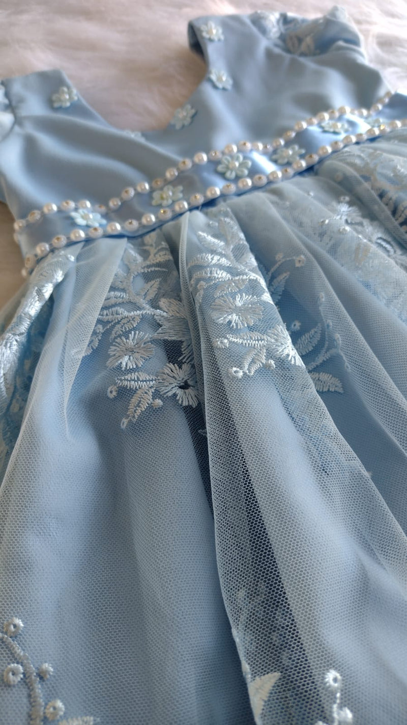 Vestido de Tule Bordado Estilo Princesa Para Festas