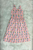 Vestido estampado com flores azuis